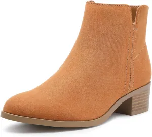 MIXIN Women's Chelsea Fashion Ankle Wedge Boots Classic Booties Chunky Heel Slip On Zipper Shoes