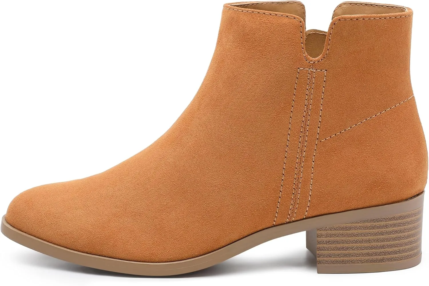 MIXIN Women's Chelsea Fashion Ankle Wedge Boots Classic Booties Chunky Heel Slip On Zipper Shoes