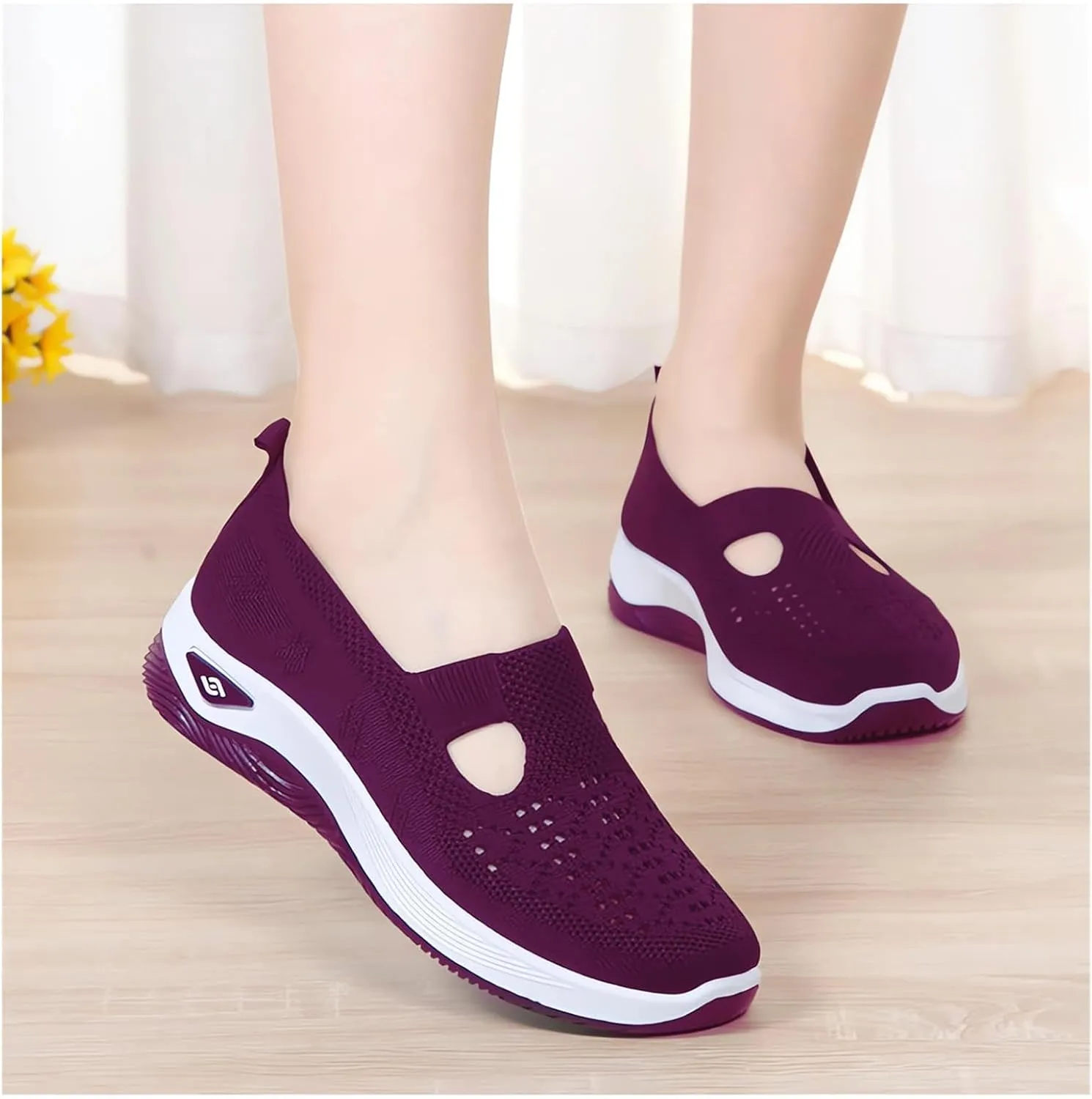 Mmoneyake Orthopedic Shoes for Women Arch Support Breathable Soft Shoes Comfy Walking Anti-Skid Sports Shoes Slip-On Breathable Mesh Trainers Casual Sneakers Footwear