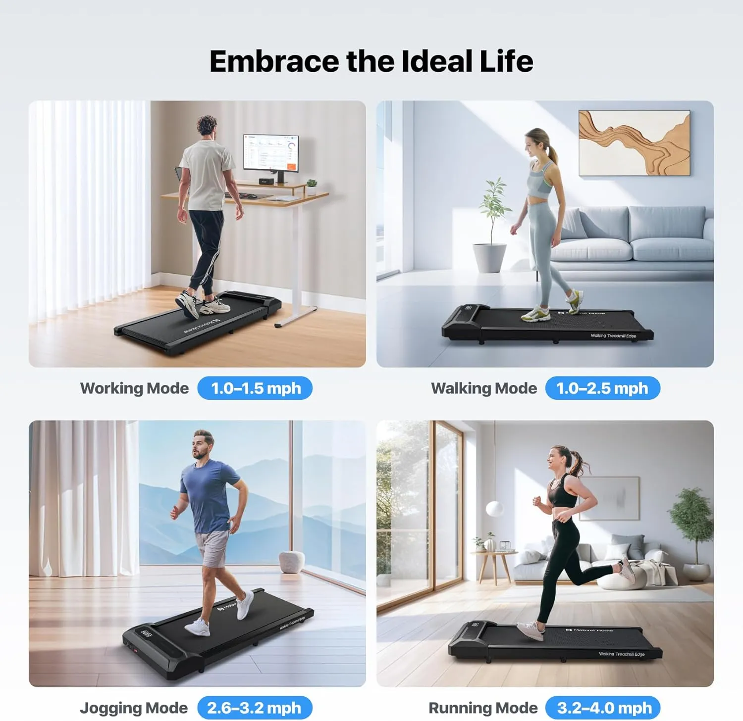 Mobvoi Walking Pad Treadmill Under Desk Compact Portable Treadmills for Home Office Walking Jogging Machine with Remote Control 265 LBS Easy Storage