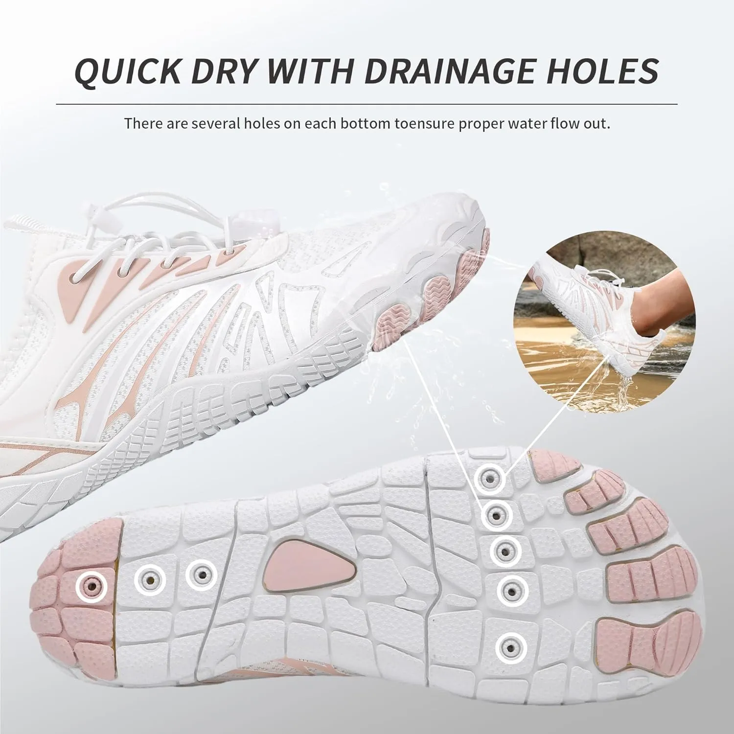 MOCHINI Hike Barefoot Shoes Grounded Footwear for Womens Men Non-Slip Wide Toe Neuropathy Beach Pool Aqua Swimming Surf Hiking Walking Quick Dry Water Shoes