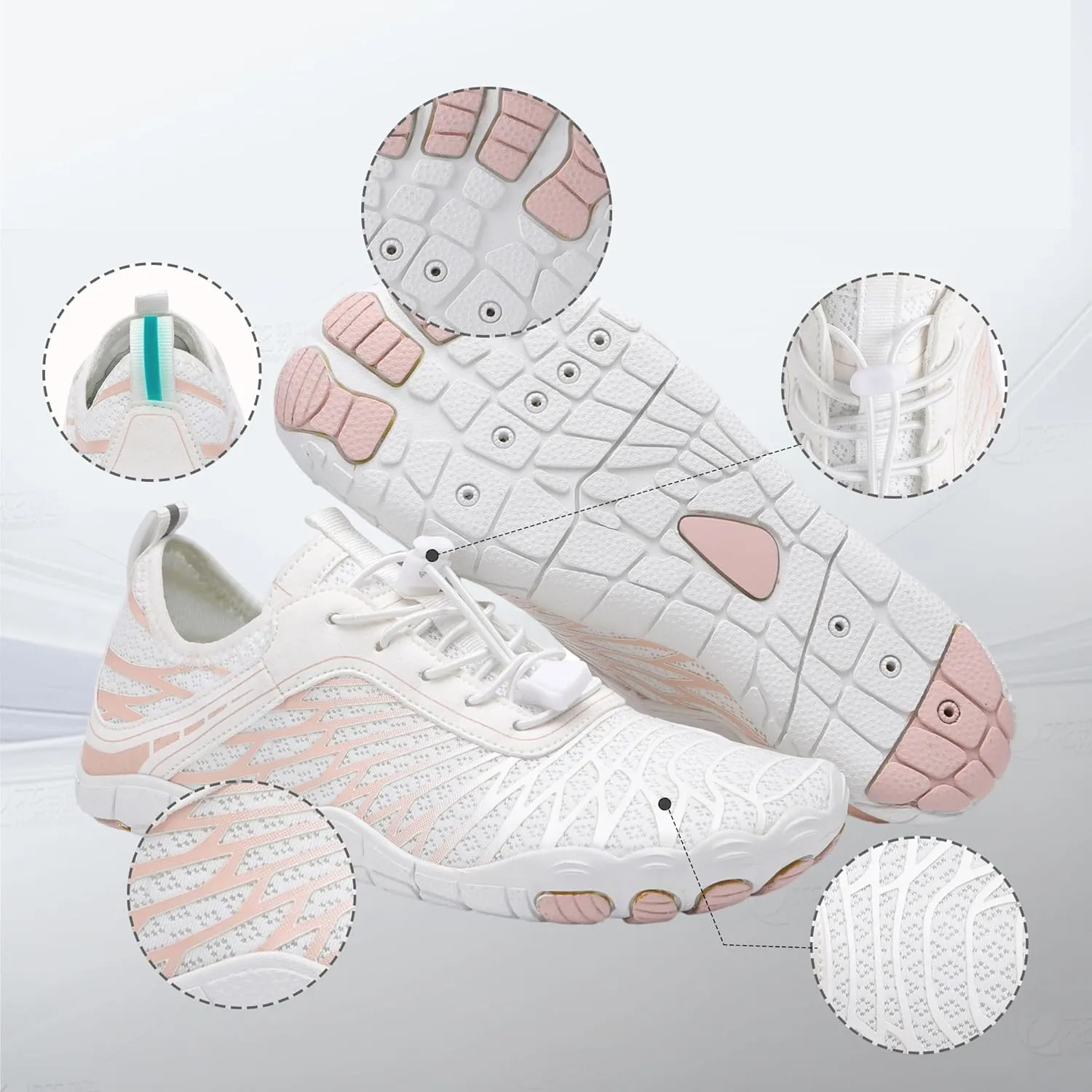 MOCHINI Hike Barefoot Shoes Grounded Footwear for Womens Men Non-Slip Wide Toe Neuropathy Beach Pool Aqua Swimming Surf Hiking Walking Quick Dry Water Shoes
