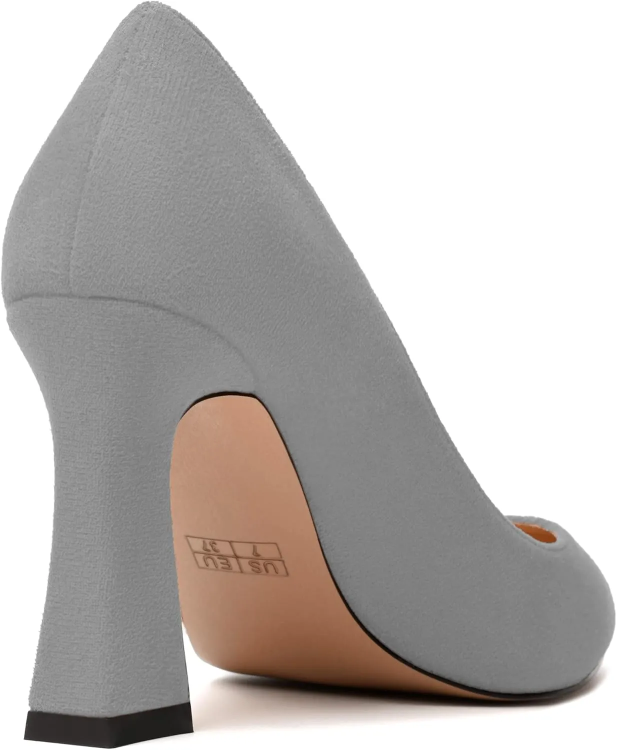MODENCOCO Womens Slip On Solid Office Sexy Pointed Toe Fashion Suede Block High Heel Pumps Dress Shoes 3.5 Inch