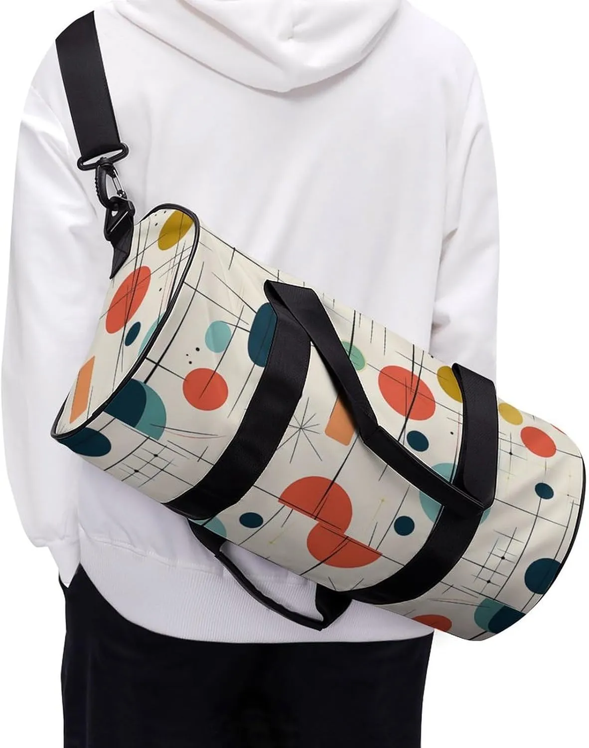 Modern Mid Century Duffel Bag for Men Women Gym Bag Sports Small Overnight Bag for Travel Weekender, 17.7in/9in/9in, XB0606009