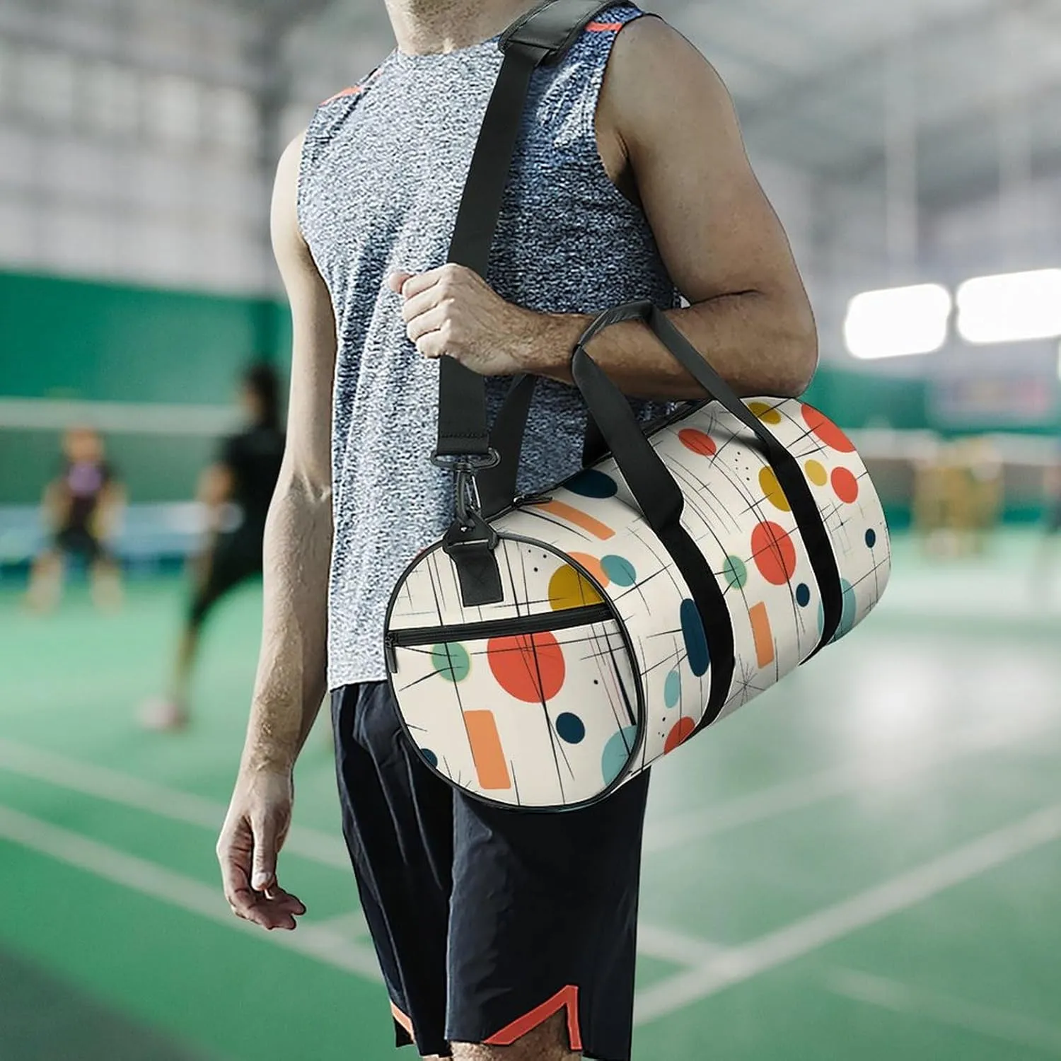 Modern Mid Century Duffel Bag for Men Women Gym Bag Sports Small Overnight Bag for Travel Weekender, 17.7in/9in/9in, XB0606009