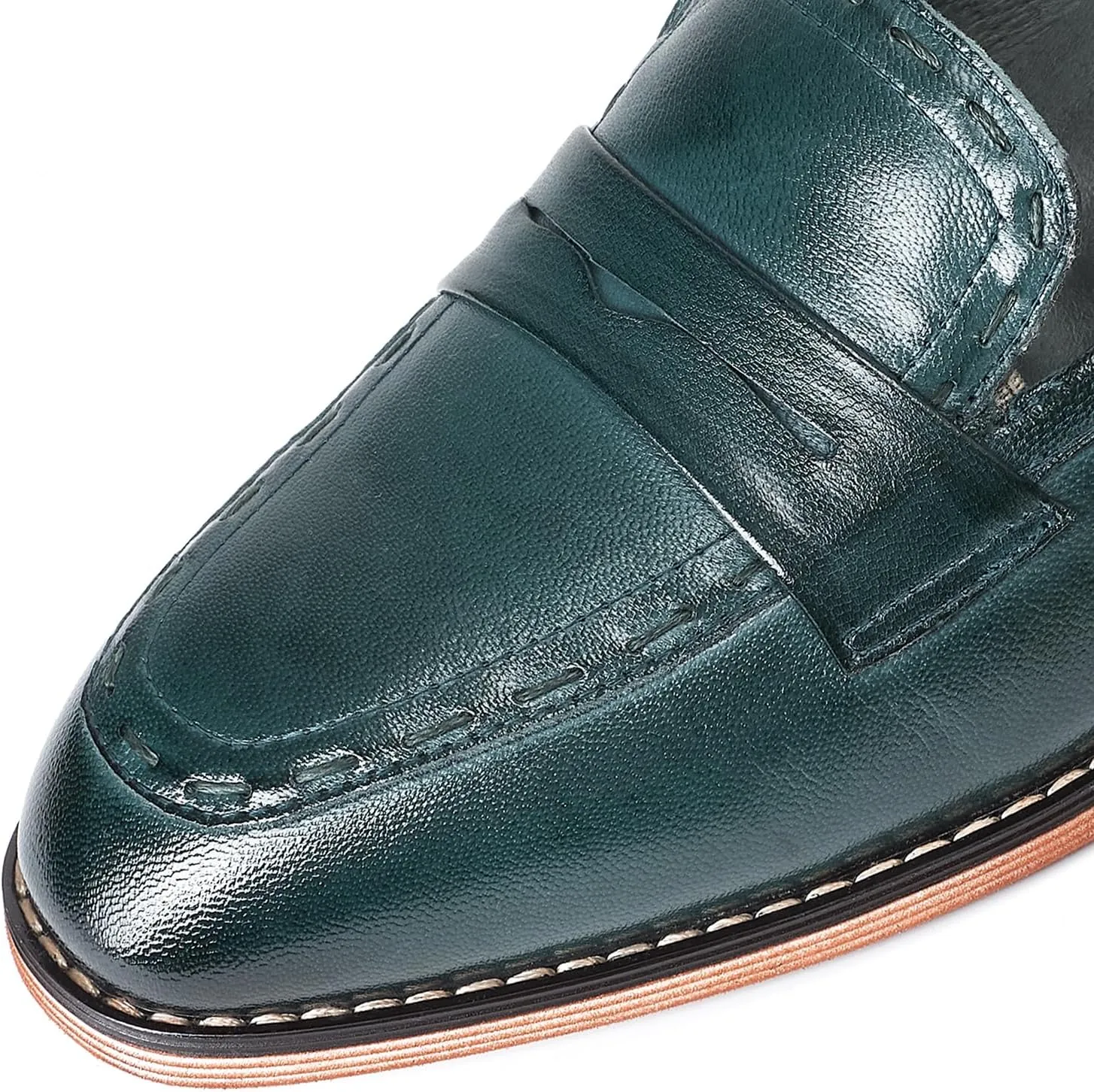 Mona flying Women's Leather Penny Loafers Slip On Flats Office Ladies Casual Shoes