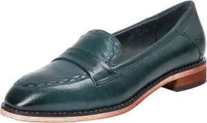 Mona flying Women's Leather Penny Loafers Slip On Flats Office Ladies Casual Shoes