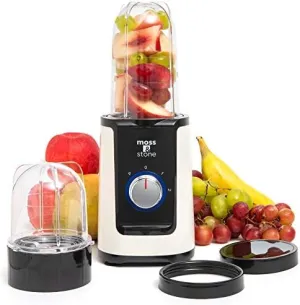 Moss & Stone 2 in 1 Personal Mini Blender with Additional Blender Cups, Amazing Bullet Blenders For Making Smoothie, White & Black Juice & Smoothie Maker
