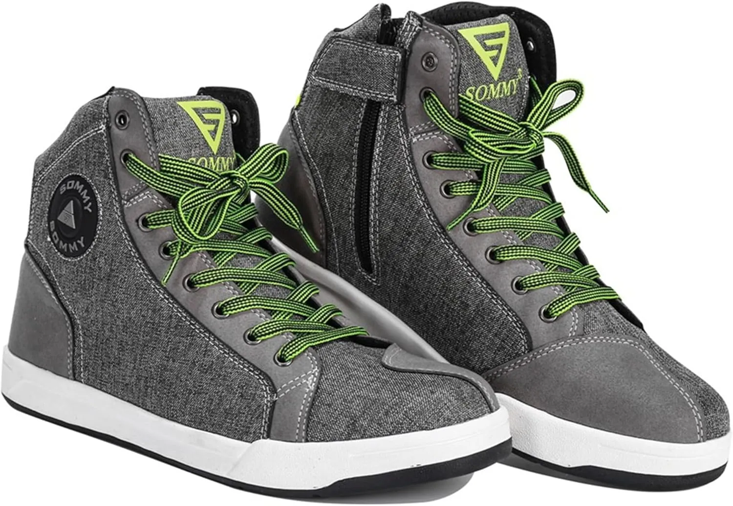 Motorcycle Shoes Men Locomotive Casual Street Sneakers with Wear-Resistant Motorcycle Gear Pad, Side Zipper, Leather Heel Pad, Anti-Slip Soles,Ankle Support Footwear Riding Shoes Anti-Slip Outdoor Shoes