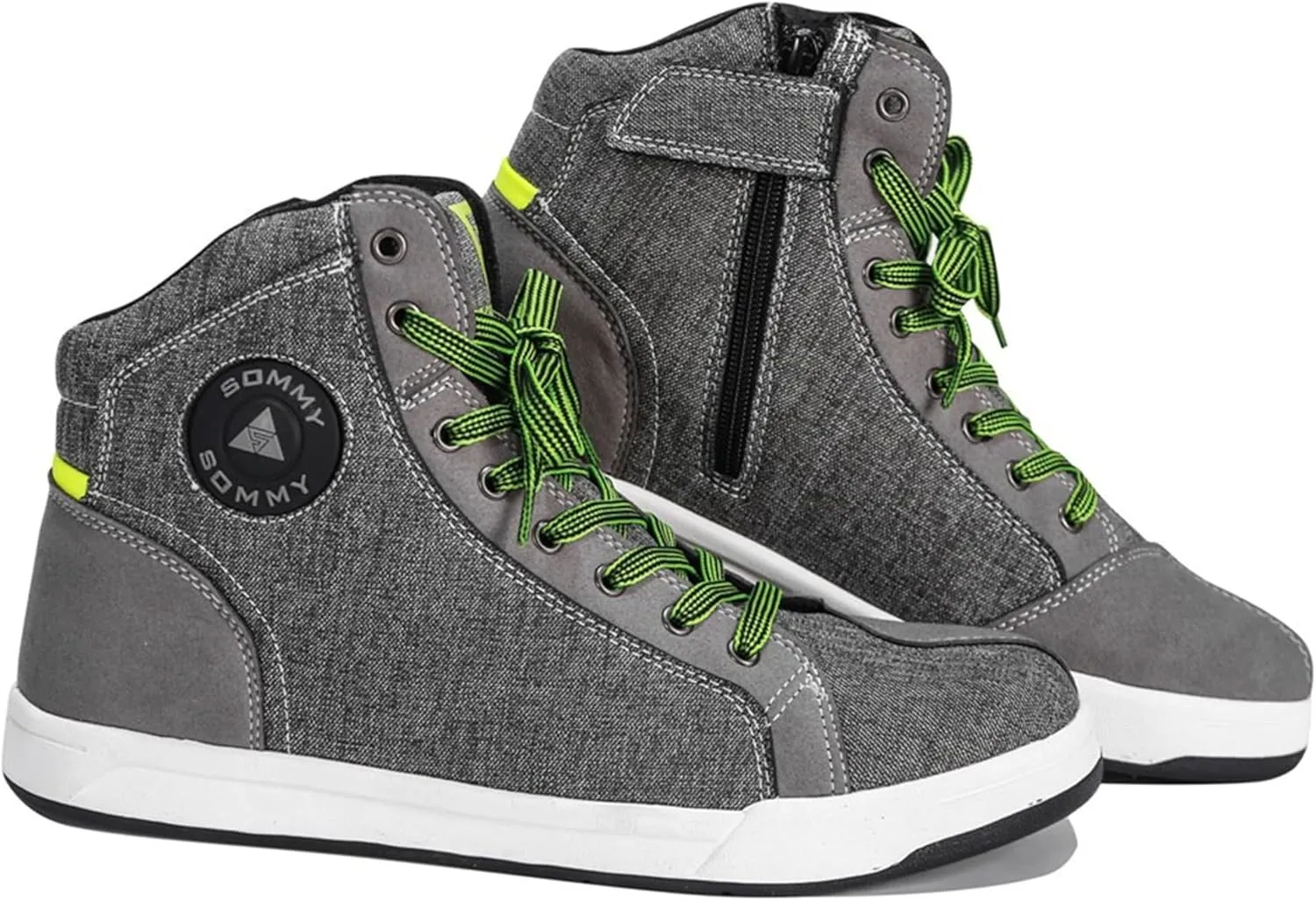 Motorcycle Shoes Men Locomotive Casual Street Sneakers with Wear-Resistant Motorcycle Gear Pad, Side Zipper, Leather Heel Pad, Anti-Slip Soles,Ankle Support Footwear Riding Shoes Anti-Slip Outdoor Shoes