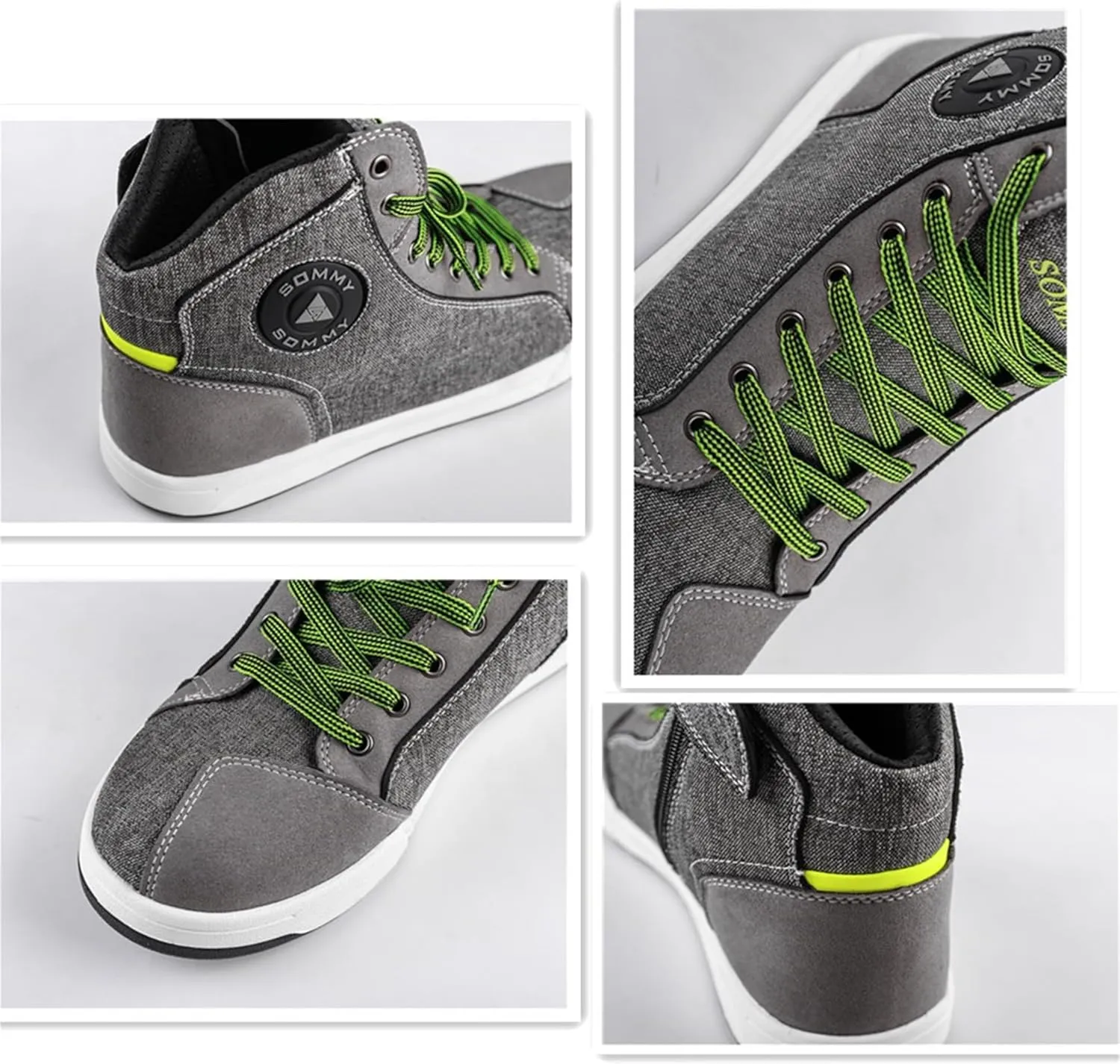 Motorcycle Shoes Men Locomotive Casual Street Sneakers with Wear-Resistant Motorcycle Gear Pad, Side Zipper, Leather Heel Pad, Anti-Slip Soles,Ankle Support Footwear Riding Shoes Anti-Slip Outdoor Shoes