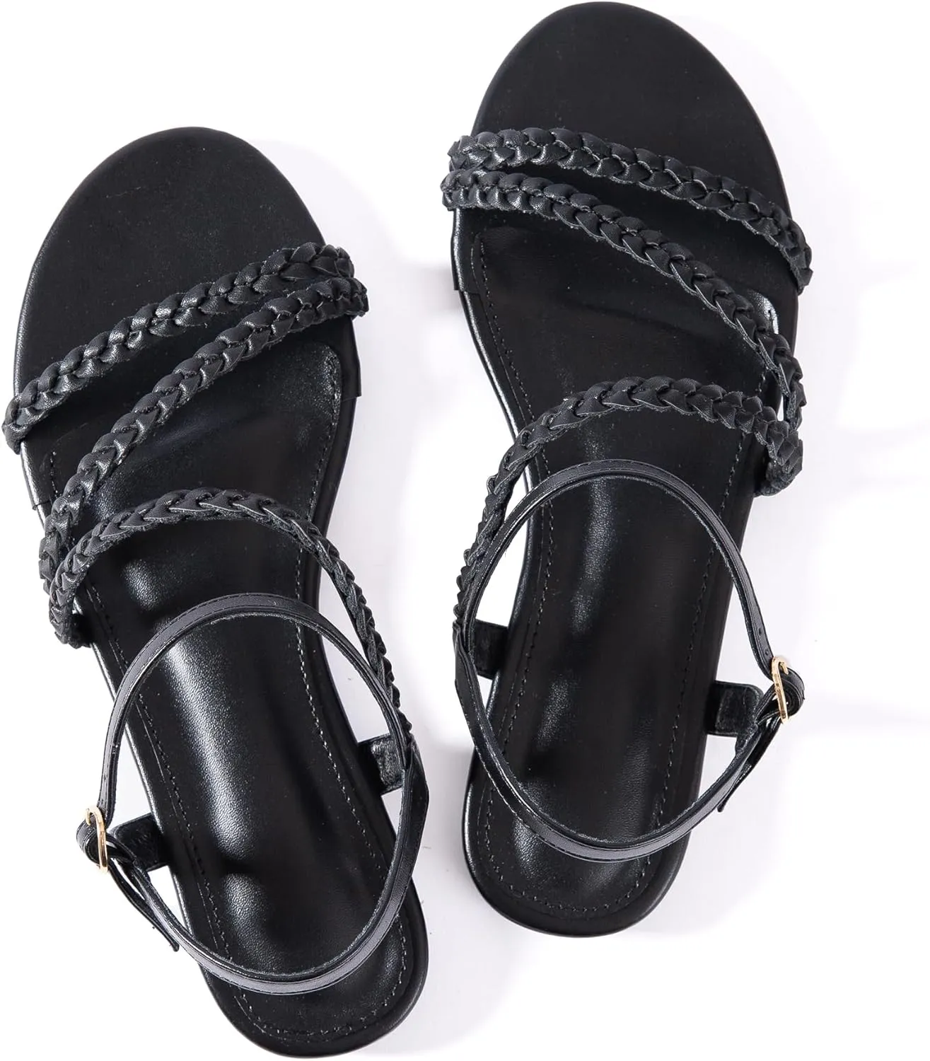 Mtzyoa Women Flat Sandals Dressy Strappy Gladiator Summer Ankle Strap Nude Open Toe Comfortable Wedding Casual Leather Ladies Party Trendy Vacation