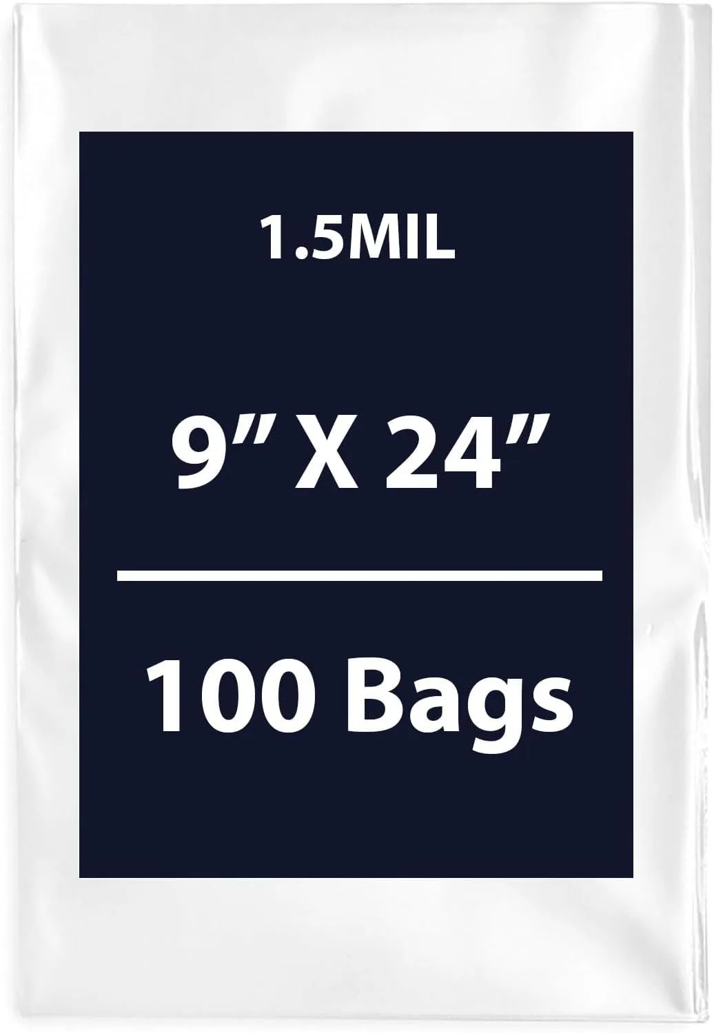 Multiple Sizes Clear Flat Poly Bags, 1.5Mil 9" X 24" & 100 Bags | Low-Density Polyethylene (LDPE), Flat Open Top Plastic Packaging Packing | Flexible and Durable Plastic Bags