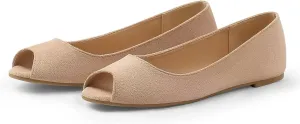 MUSSHOE Peep Toe Flat Shoes for Women