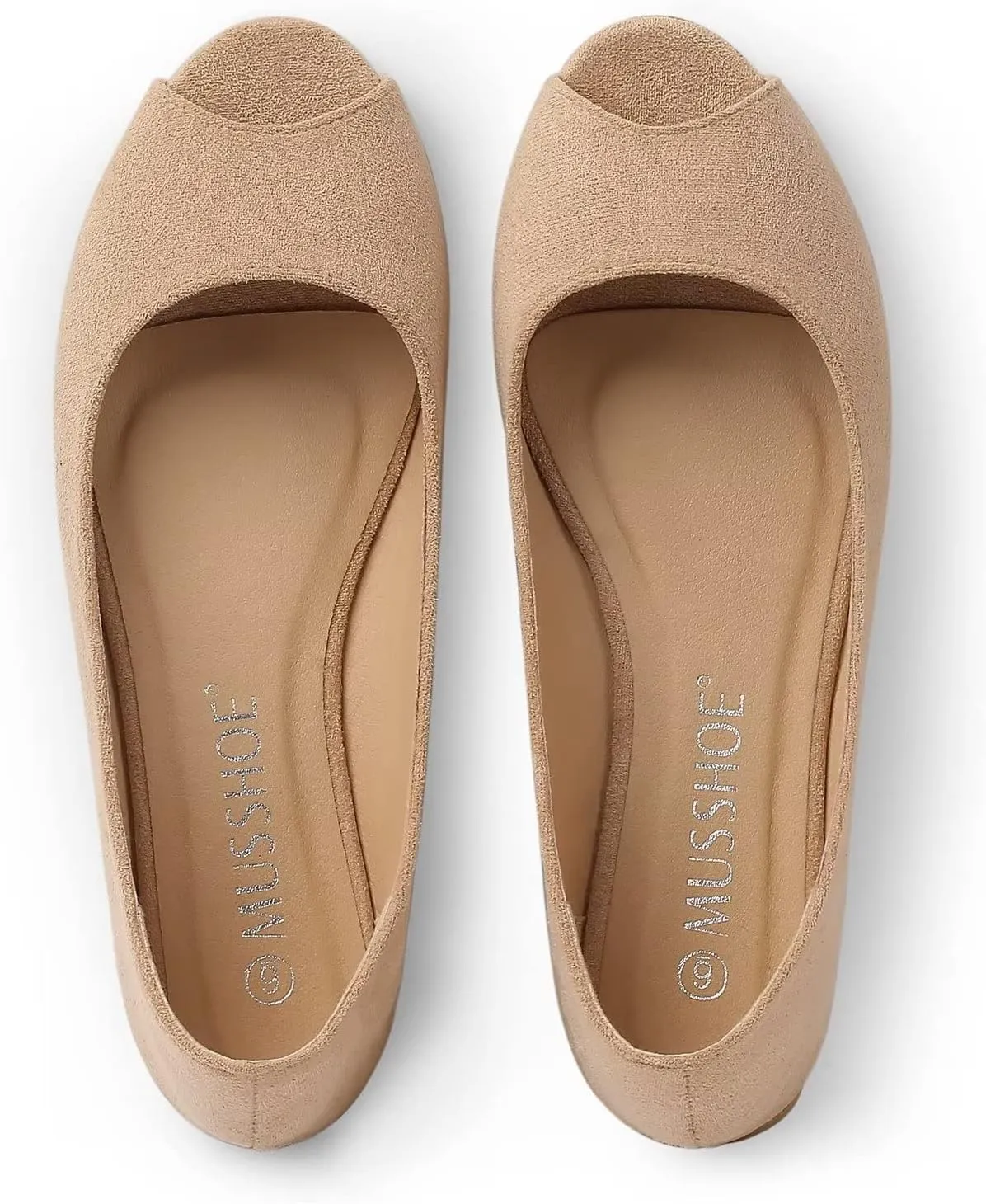 MUSSHOE Peep Toe Flat Shoes for Women