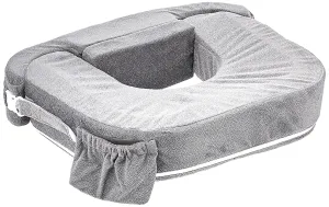 My Brest Friend Twin Nursing Pillow - Enhanced Comfort with Slipcover - Ergonomic Breastfeeding Pillow for Ultimate Support - Adjustable Nursing Pillow with Handy Side Pocket, Dark Grey