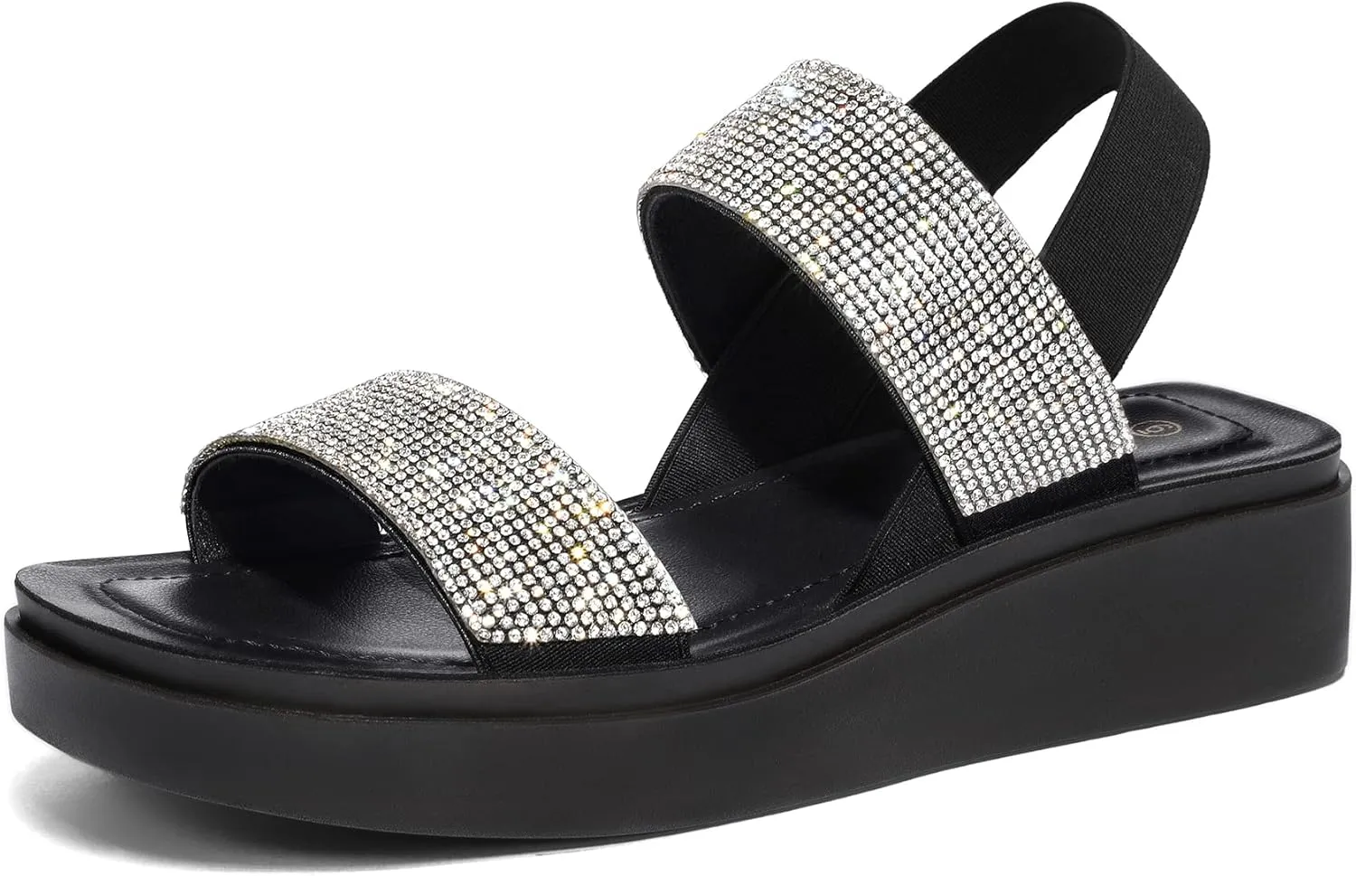 mysoft Women's Platform Wedges Sandals Slingback Lightweight Elastic Ankle Strap Low Wedges Walking Sandals Comfortable Slip On Casual Shoes
