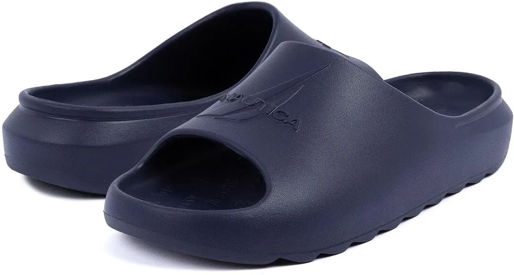 Nautica Men's Cushioned Slip-On Shower Slides – Lightweight EVA Foam Athletic Sandals for Pool, Beach, Gym, and Casual Wear