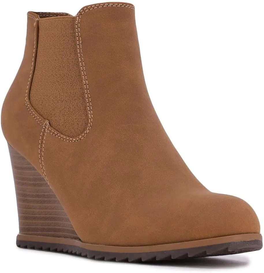 Nautica Womens Wedge Boot Casual Fashion High Heel Ankle Booties (Lace-Up/Slip-On)