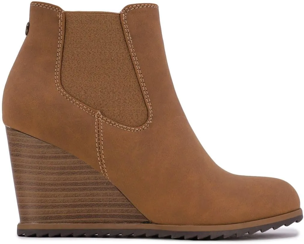 Nautica Womens Wedge Boot Casual Fashion High Heel Ankle Booties (Lace-Up/Slip-On)