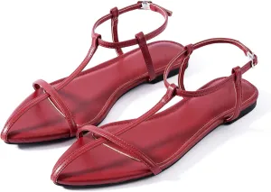 N.N.G Women Flat Sandals Dressy Srtappy Slingback Mules Cute Evening Vegan Leather Gladiator Designer Pretty Casual Pointed Open Toe