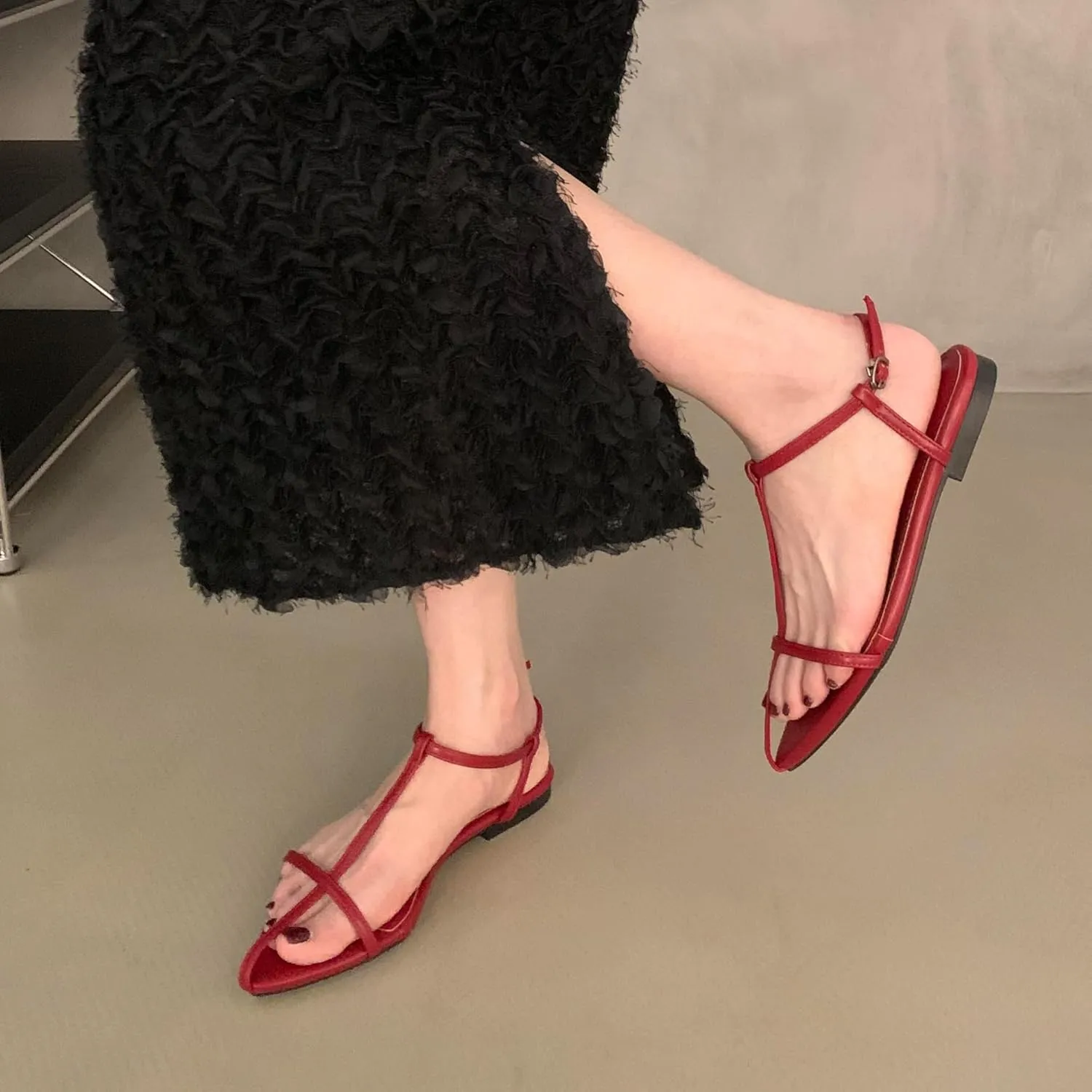 N.N.G Women Flat Sandals Dressy Srtappy Slingback Mules Cute Evening Vegan Leather Gladiator Designer Pretty Casual Pointed Open Toe
