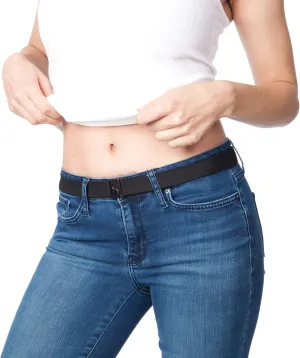 No Show Women’s Stretch 1.25" Elastic Belt - Adjustable Flat Buckle Invisible Belt, One Size
