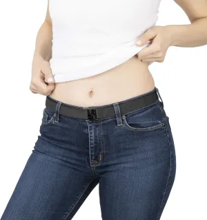No Show Women’s Stretch 1.25" Elastic Belt - Adjustable Flat Buckle Invisible Belt, One Size