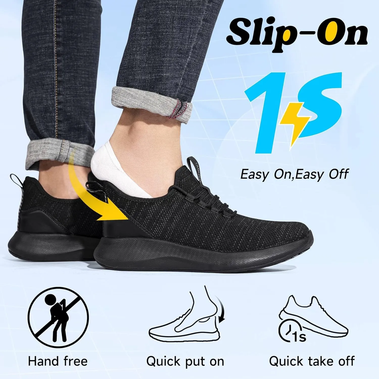 Non Slip Work Shoes for Men Slip On Sneakers Black Lightweight Slip Resistant Shoe Food Service Chef Kitchen Zapatos para Hombre de Trabajo, Charcoal Grey US 6.5-13