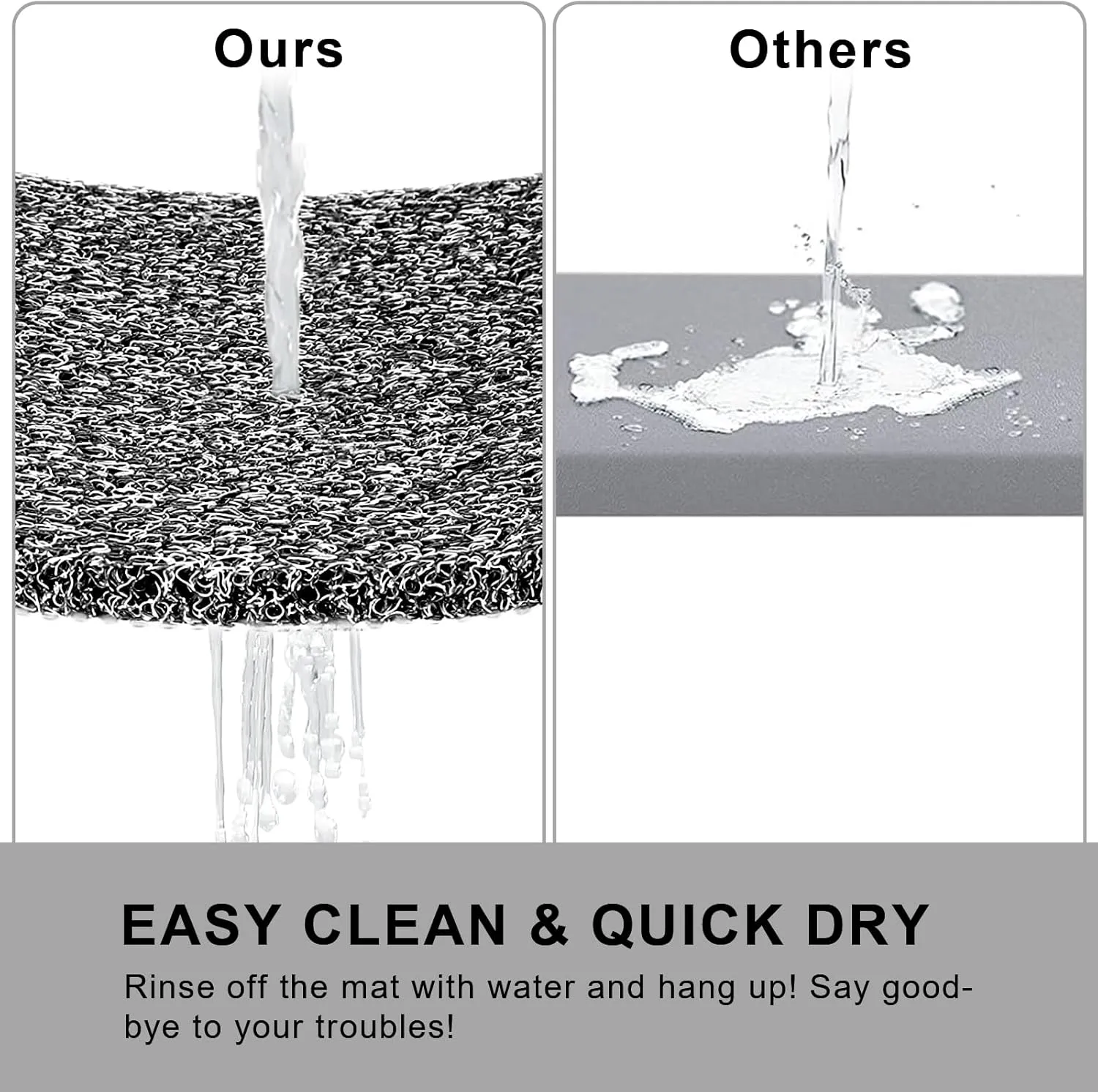 Nonslip Bathtub Mat, Anti Slip Bath Mat 0.6" Extra Thick, Quick Dry Bath Tub Anti Slip Shower Mat, Loofah Non-Slip Bath Mat for Tub Bathroom Pool Kitchen Entryway Home Hotel(Black 16x27)