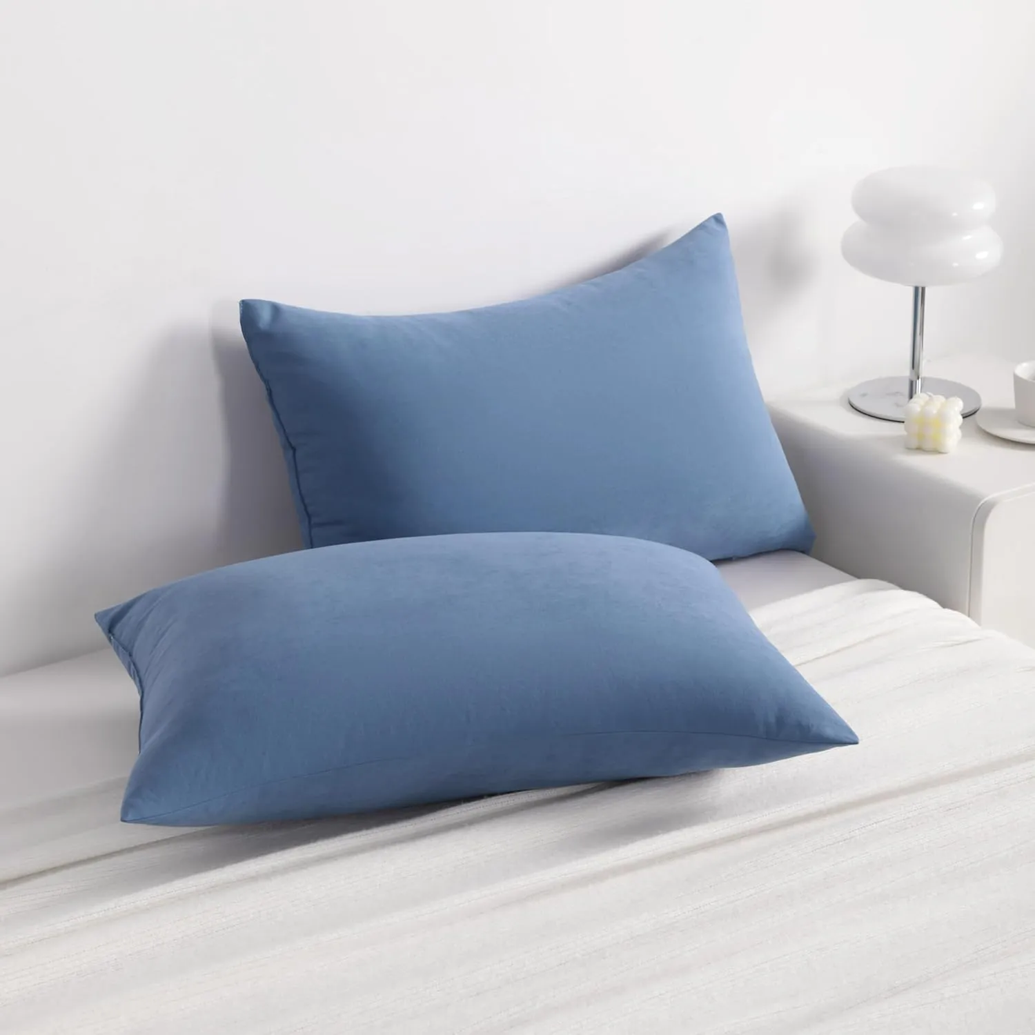 NTBAY Down Alternative Bed Pillows, Pillows Queen Size Set of 2, Machine Washable Pillows for Back, Stomach or Side Sleepers, Soft Hotel Collection Pillows for Sleeping, Denim Blue