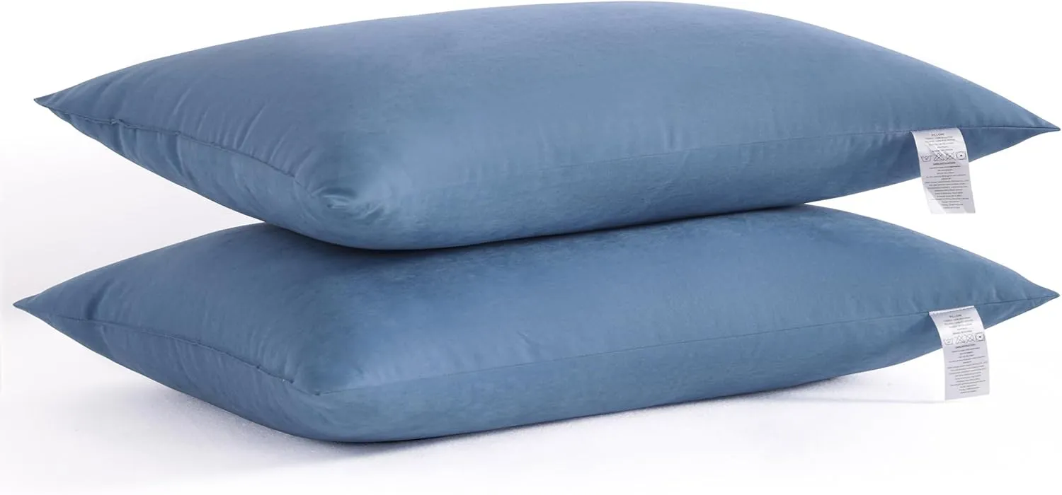 NTBAY Down Alternative Bed Pillows, Pillows Queen Size Set of 2, Machine Washable Pillows for Back, Stomach or Side Sleepers, Soft Hotel Collection Pillows for Sleeping, Denim Blue