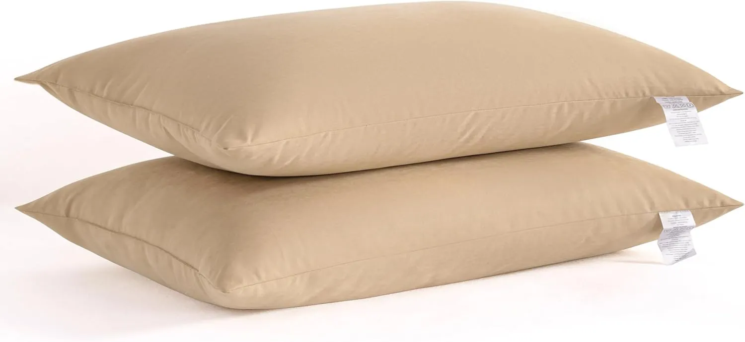 NTBAY Down Alternative Bed Pillows, Pillows Queen Size Set of 2, Machine Washable Pillows for Back, Stomach or Side Sleepers, Soft Hotel Collection Pillows for Sleeping, Light Taupe