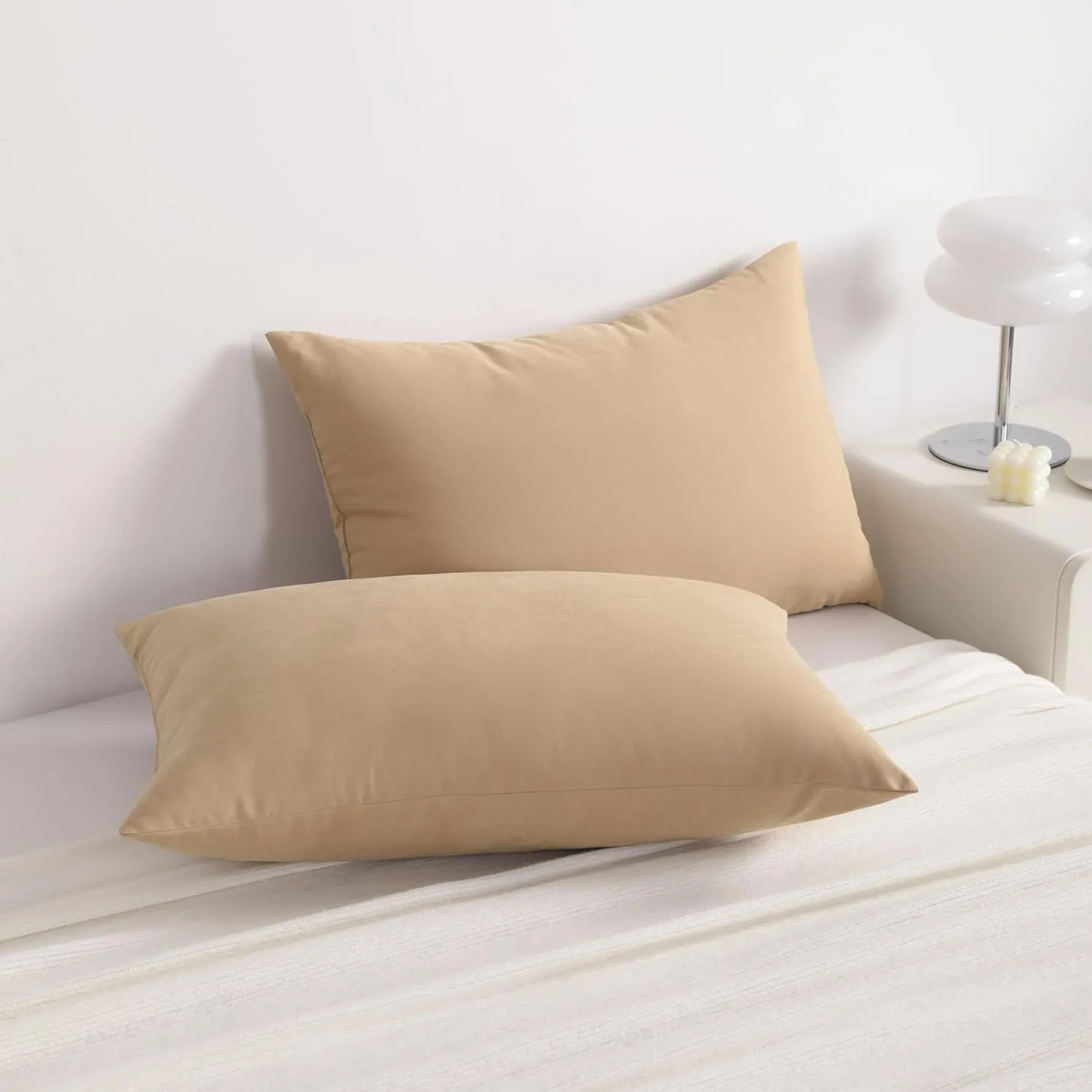 NTBAY Down Alternative Bed Pillows, Pillows Queen Size Set of 2, Machine Washable Pillows for Back, Stomach or Side Sleepers, Soft Hotel Collection Pillows for Sleeping, Light Taupe