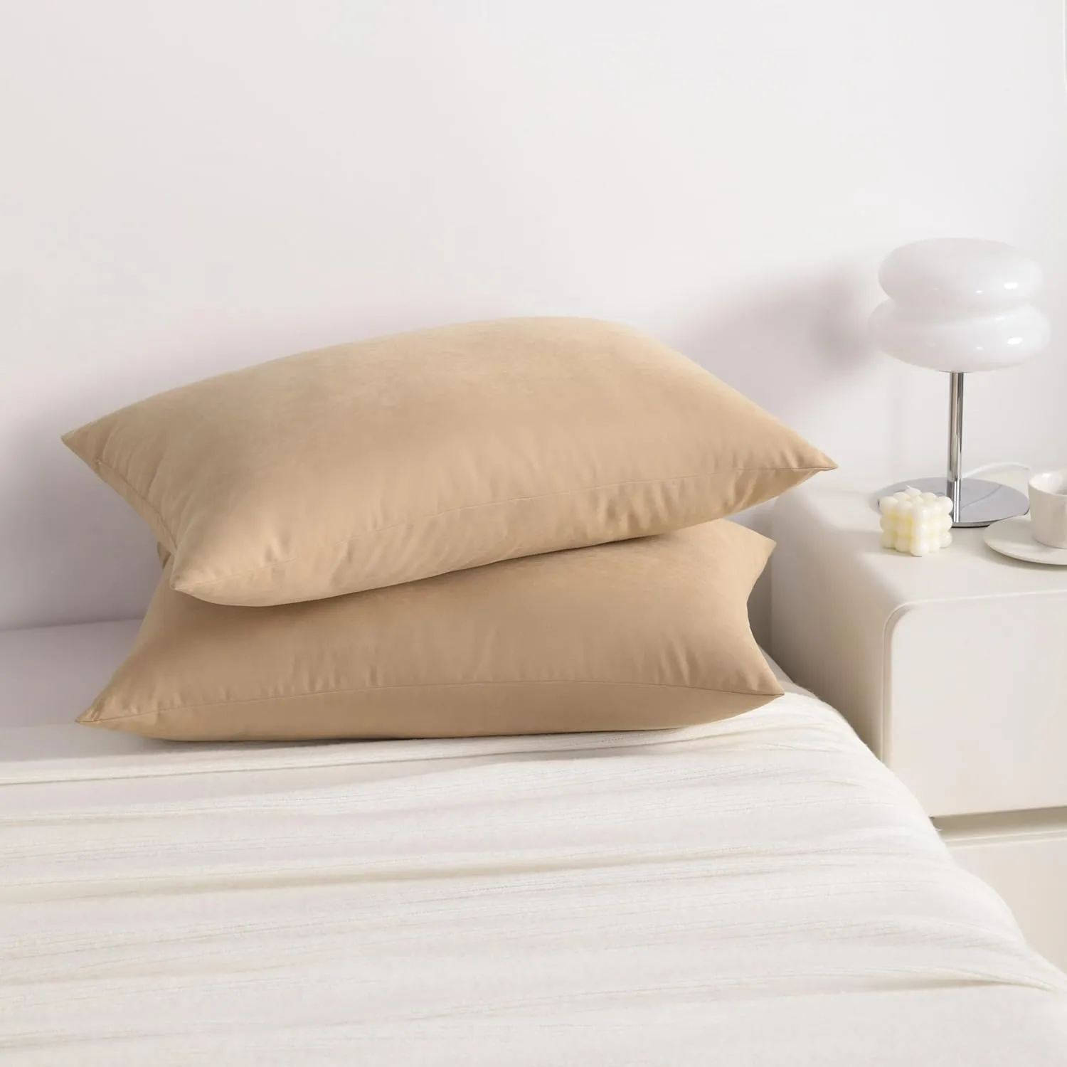 NTBAY Down Alternative Bed Pillows, Pillows Queen Size Set of 2, Machine Washable Pillows for Back, Stomach or Side Sleepers, Soft Hotel Collection Pillows for Sleeping, Light Taupe