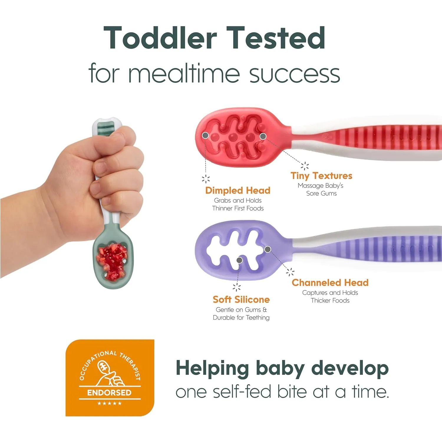 NumNum Baby Spoons Set, Baby Essentials Pre-Spoon GOOtensils for 6  Months, First Stage Self-Feeding Spoons for Baby Led Weaning (BLW), Silicone Toddler Utensils, BPA-Free, 4 Pack Beach Picnic