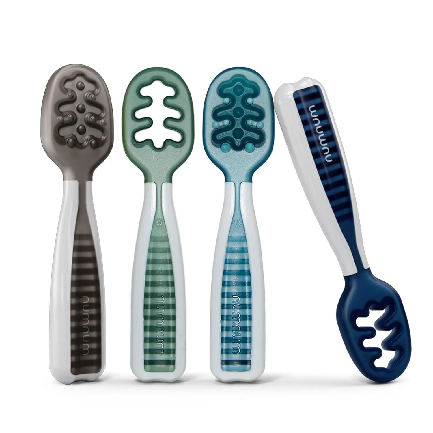 NumNum Baby Spoons Set, Baby Essentials Pre-Spoon GOOtensils for 6  Months, First Stage Self-Feeding Spoons for Baby Led Weaning (BLW), Silicone Toddler Utensils, BPA-Free, 4 Pack Beach Picnic