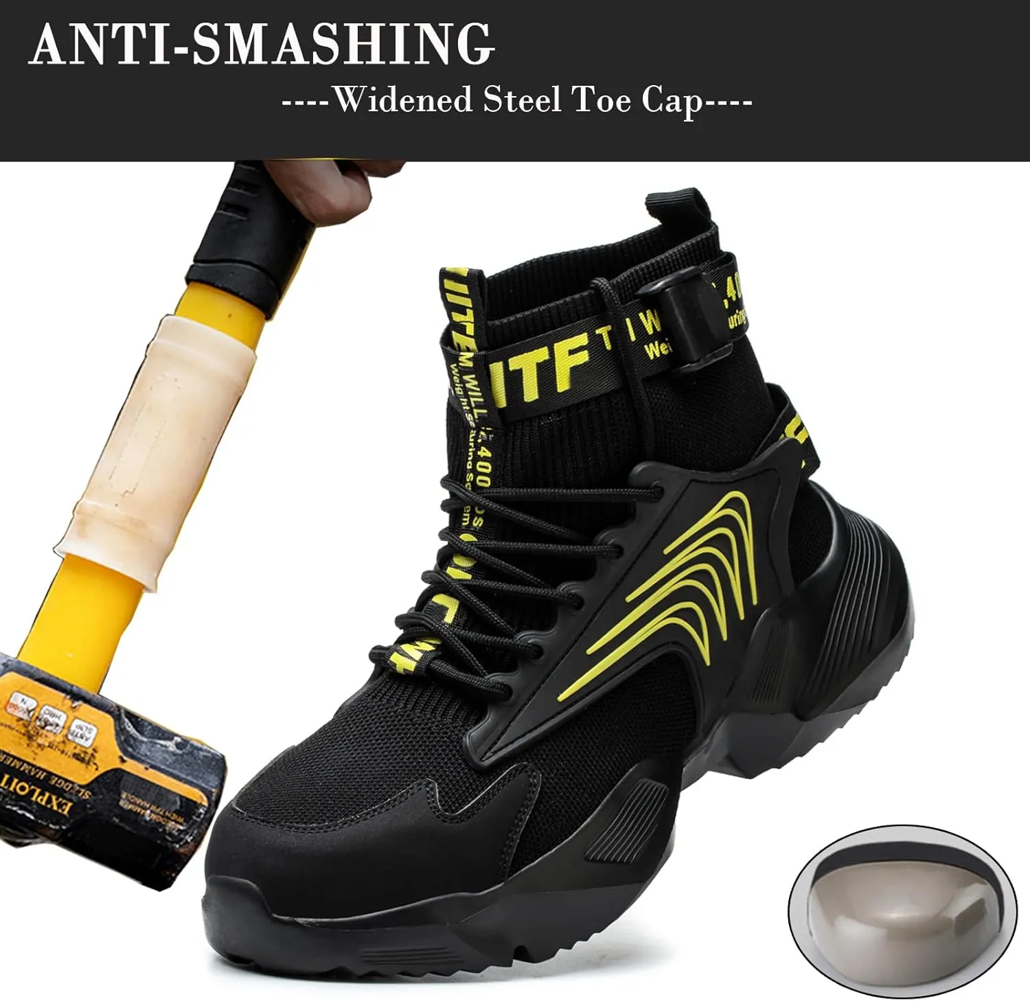 Nutropa Steel Toe Shoes for Men Women Work Safety Footwear Lightweight Breathable Comfortable Industrial Construction Sneakers