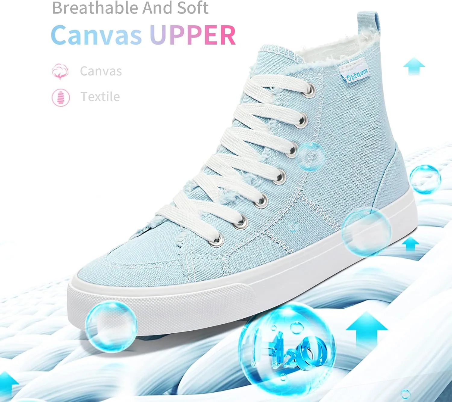 Obtaom Womens/Mens high top Canvas Shoes Play mid Calf Fashion Sneaker Casual lace up hi top Washed Canvas Shoes