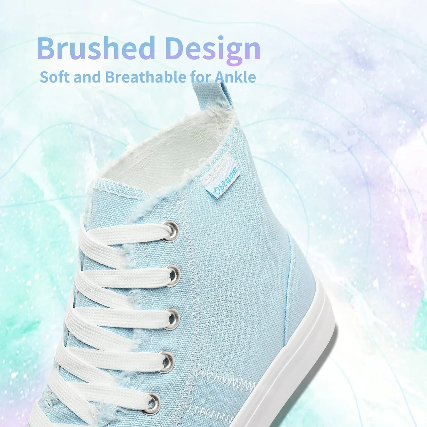 Obtaom Womens/Mens high top Canvas Shoes Play mid Calf Fashion Sneaker Casual lace up hi top Washed Canvas Shoes