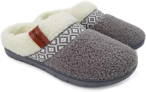 ofoot Womens Winter Warm Cozy House Fur Slippers Slip On Bedroom Shoes Memory Foam Lamb Wool Fleece Lining Indoor Ourdoor Non Skid Rubber Hard Soles
