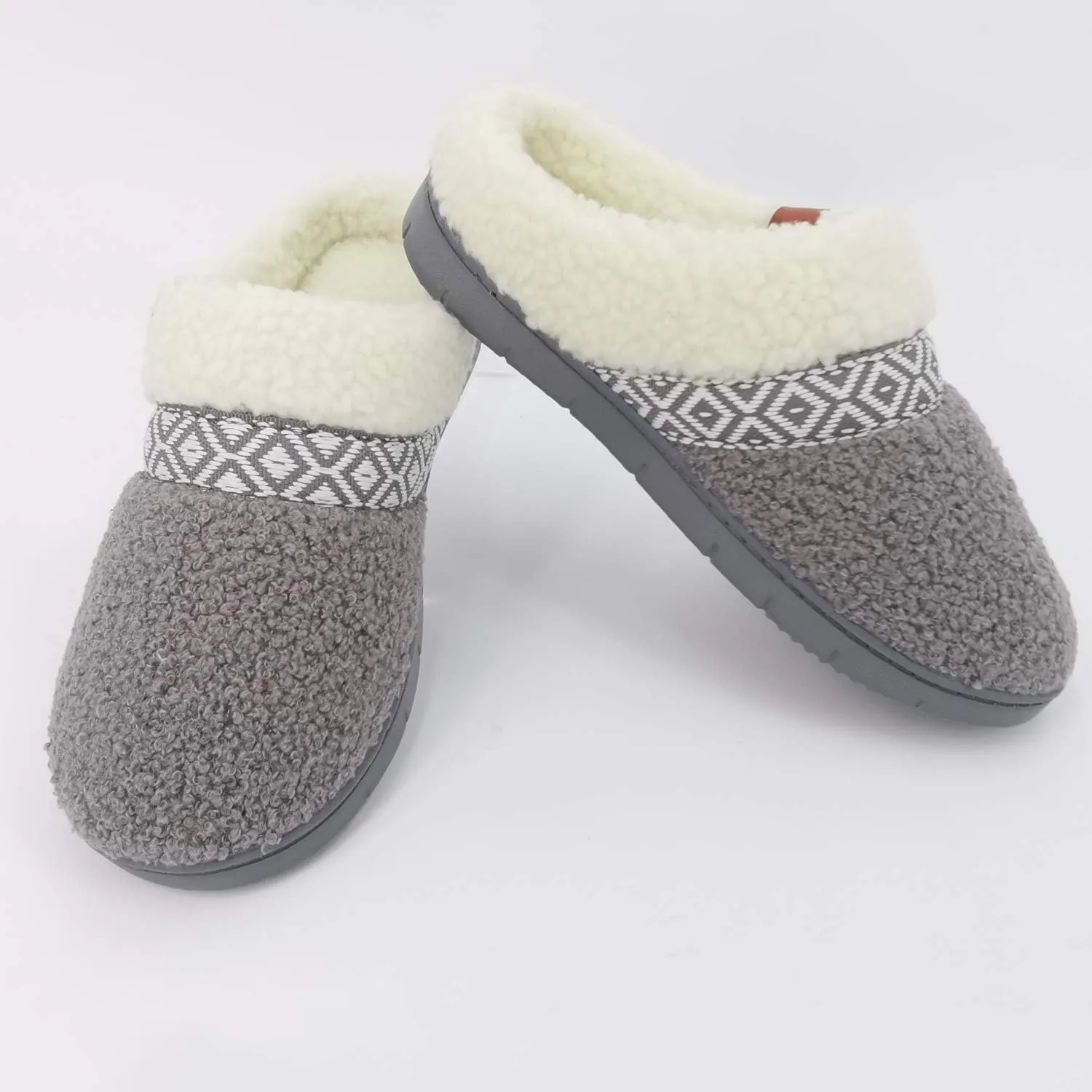 ofoot Womens Winter Warm Cozy House Fur Slippers Slip On Bedroom Shoes Memory Foam Lamb Wool Fleece Lining Indoor Ourdoor Non Skid Rubber Hard Soles