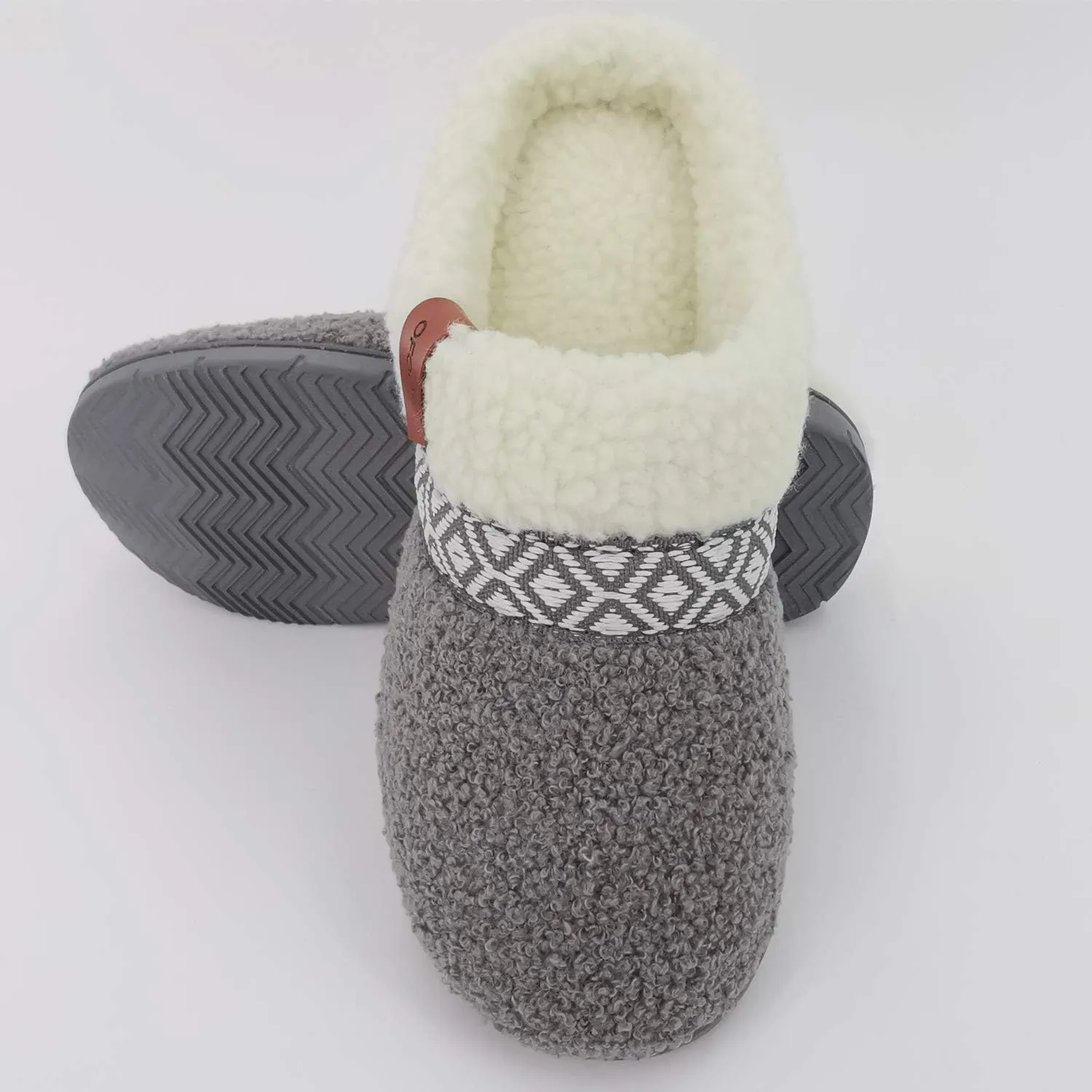 ofoot Womens Winter Warm Cozy House Fur Slippers Slip On Bedroom Shoes Memory Foam Lamb Wool Fleece Lining Indoor Ourdoor Non Skid Rubber Hard Soles