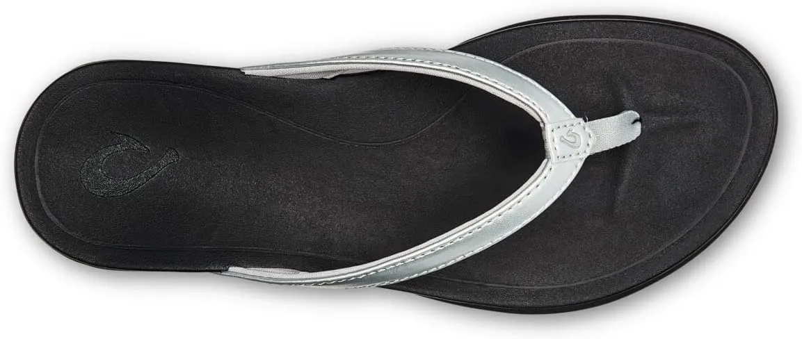 OLUKAI Ho'opio Leather Women's Beach Sandals, Full-Grain Leather Flip-Flop Slides, Modern Low Profile Design & Comfortable Fit