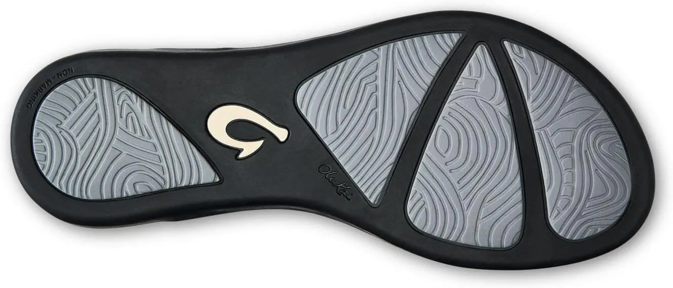 OLUKAI Ho'opio Leather Women's Beach Sandals, Full-Grain Leather Flip-Flop Slides, Modern Low Profile Design & Comfortable Fit