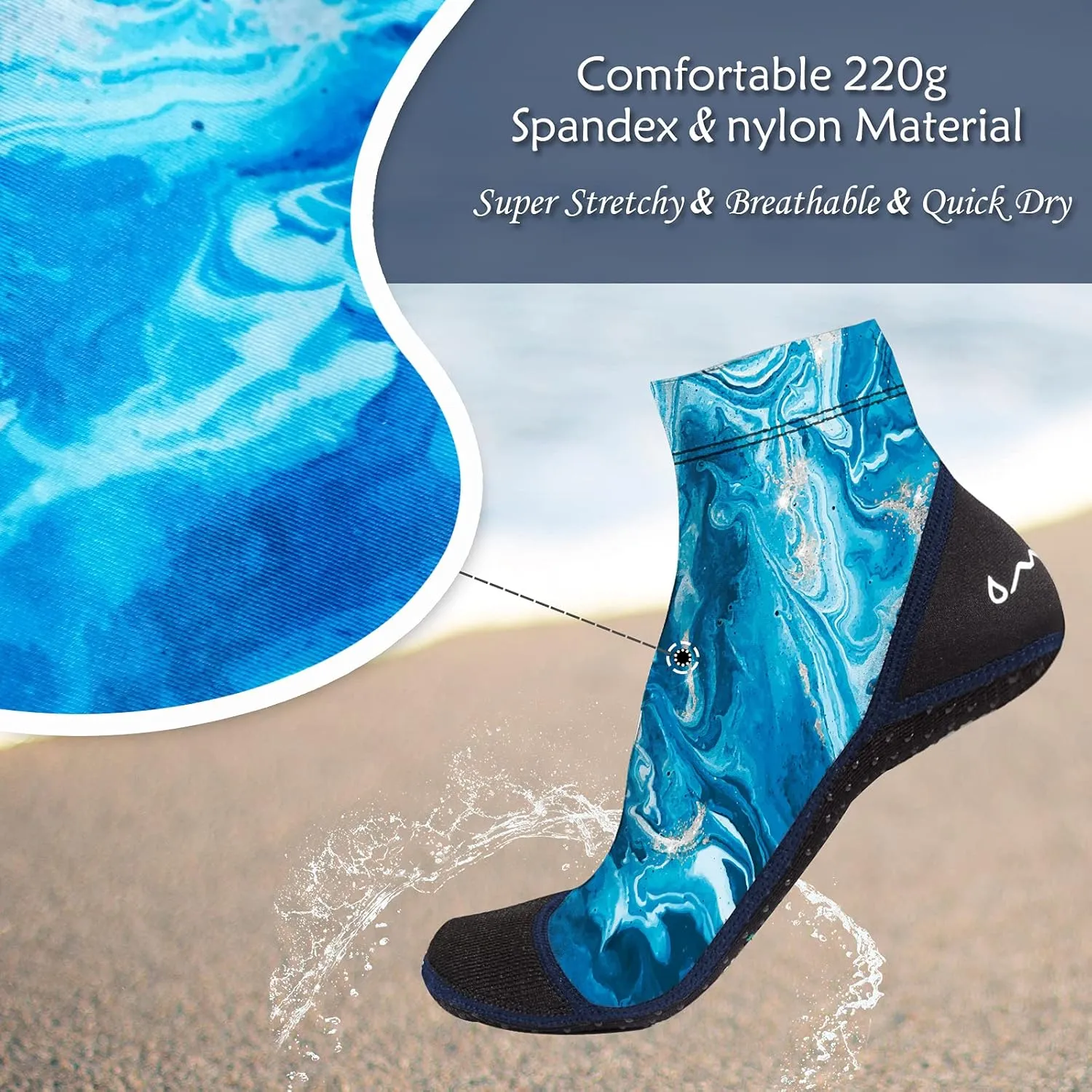 OMGear Water Socks Sand Proof Booties Quick Dry Swim Dive Socks for Sand Soccer Beach Volleyball