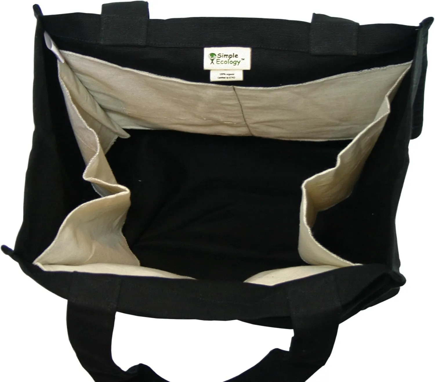 Organic Cotton Deluxe Reusable Grocery Shopping Bag; Bottle Sleeves, Rigid Bottom Support (UPDATED DESIGN)
