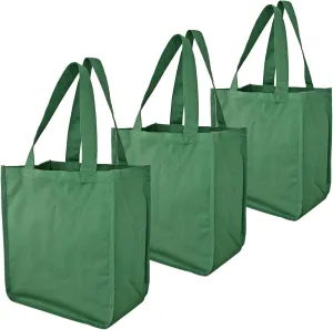Organic Cotton Deluxe Reusable Grocery Shopping Bag; Bottle Sleeves, Rigid Bottom Support (UPDATED DESIGN)