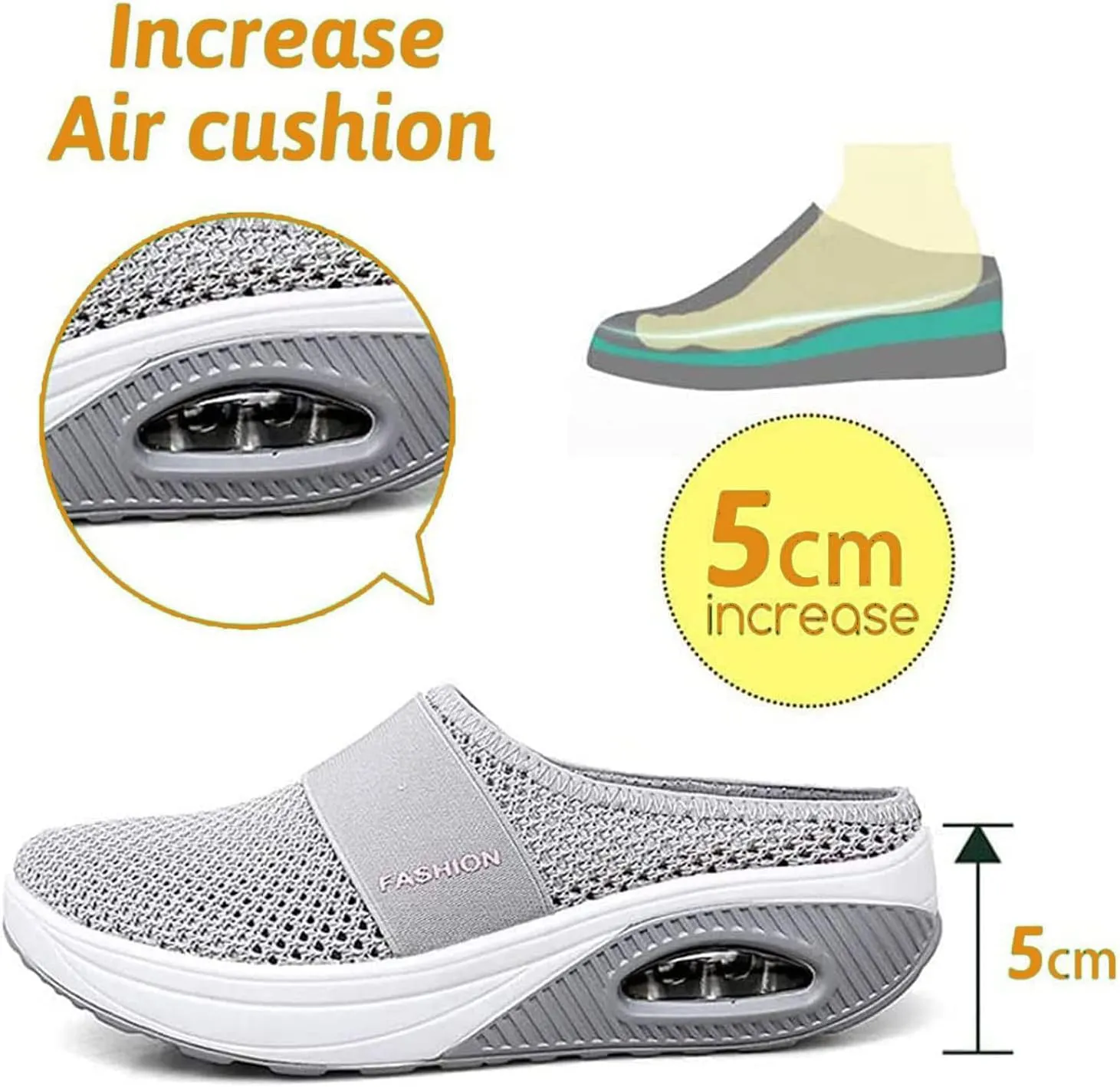 Orthopedic Mesh Slip-On Walking Slippers, Air Cushioned Comfort Sandals with Arch Support
