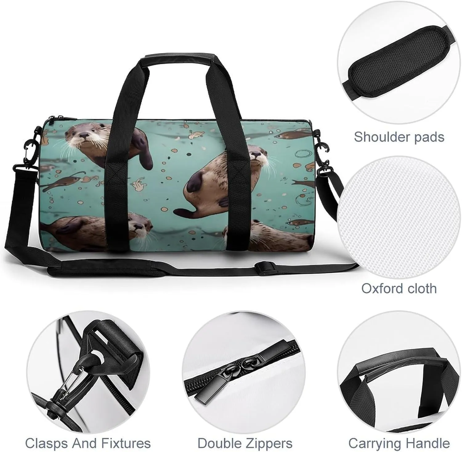 Otters Duffel Bag for Men Women Gym Bag Sports Small Overnight Bag for Travel Weekender, 17.7in/9in/9in, XB0606009